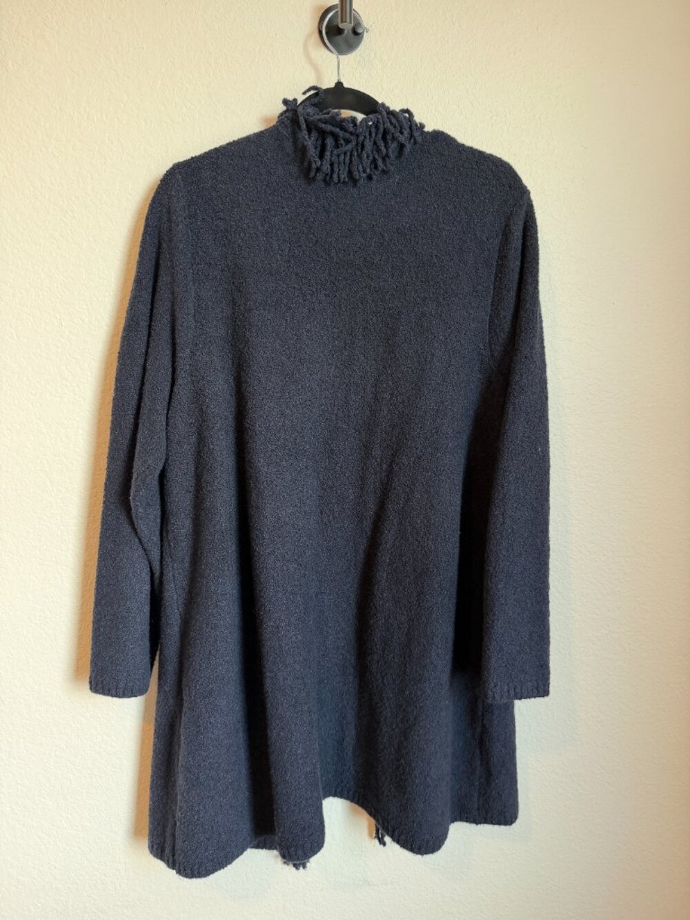 J. Jill Fringe-Trim Open-Front Cardigan Sweater In Navy Blue XL - Picture 8 of 8